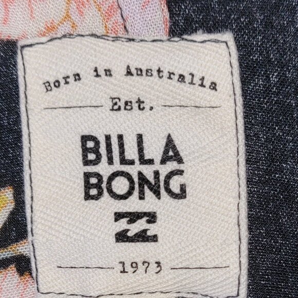 Billabong Floral Kimono Black Pink Floral Open Front Cardigan Women's S/M - Picture 11 of 13